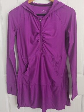 ATHLETA Wick It Wader Womens Hooded Swim Cover Up In Fuschia